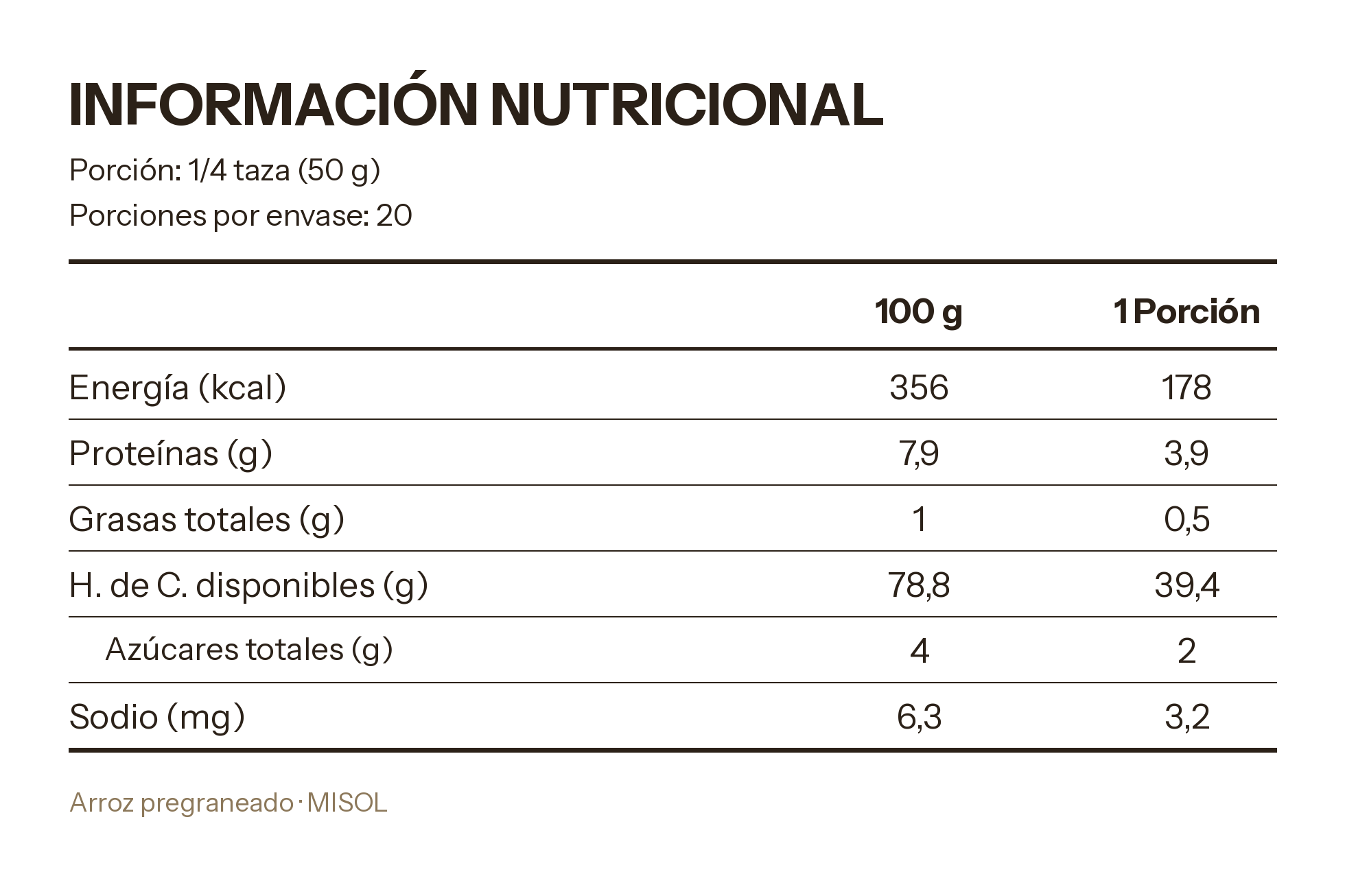 Arroz Pregraneado Misol 1kg — Manga 10 unidades