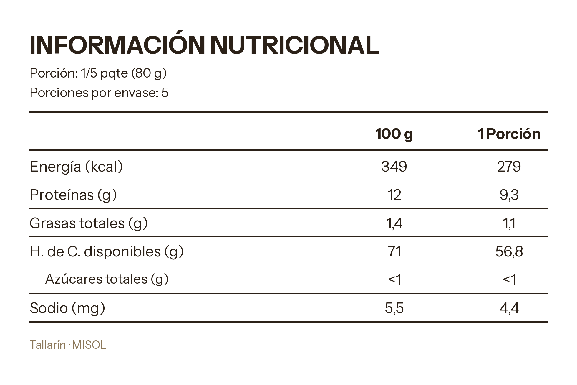 Tallarín 77 Misol 400g — Caja 20 unidades