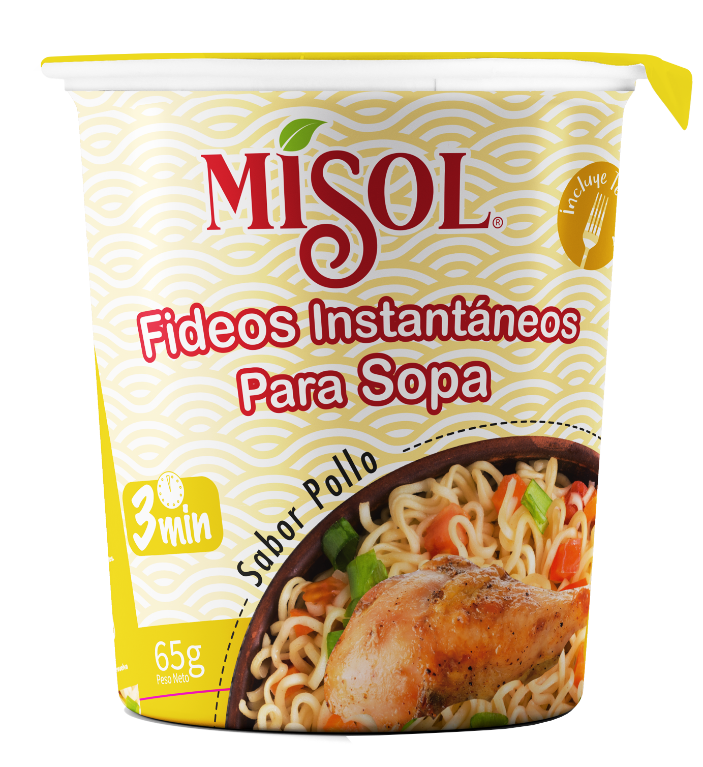 Fideos Sopa Instantánea Sabor Pollo Misol 65g — Caja 12 unidades