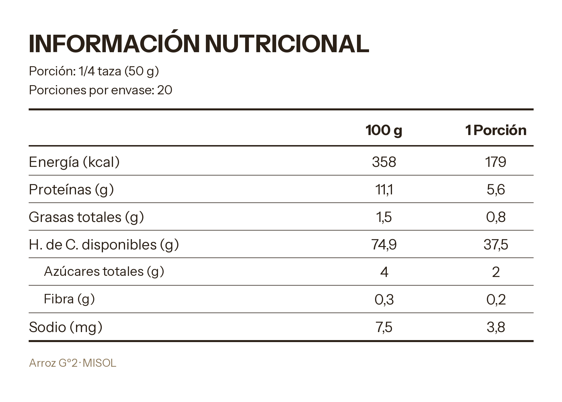 Arroz G2 Misol 1kg — Manga 10 unidades