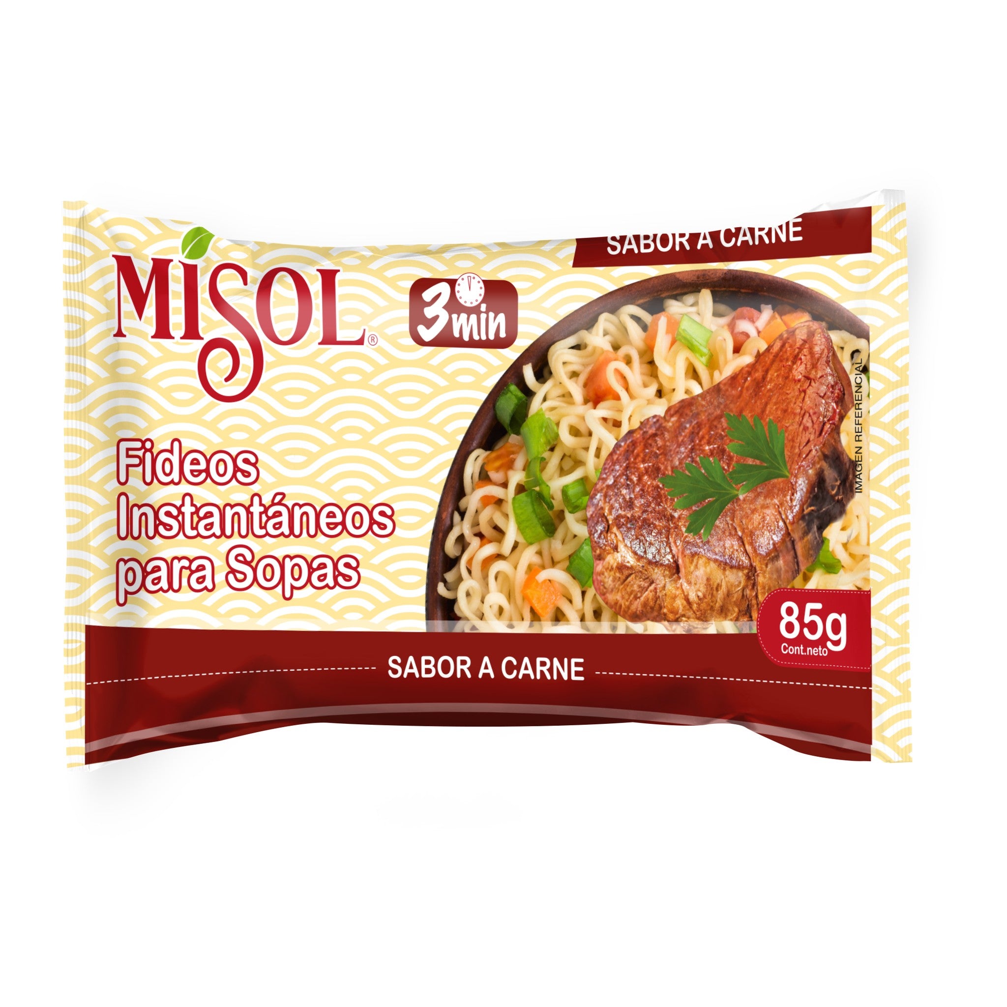 Fideos Sopa Instantánea Sabor Carne Misol 85g — Caja 24 unidades