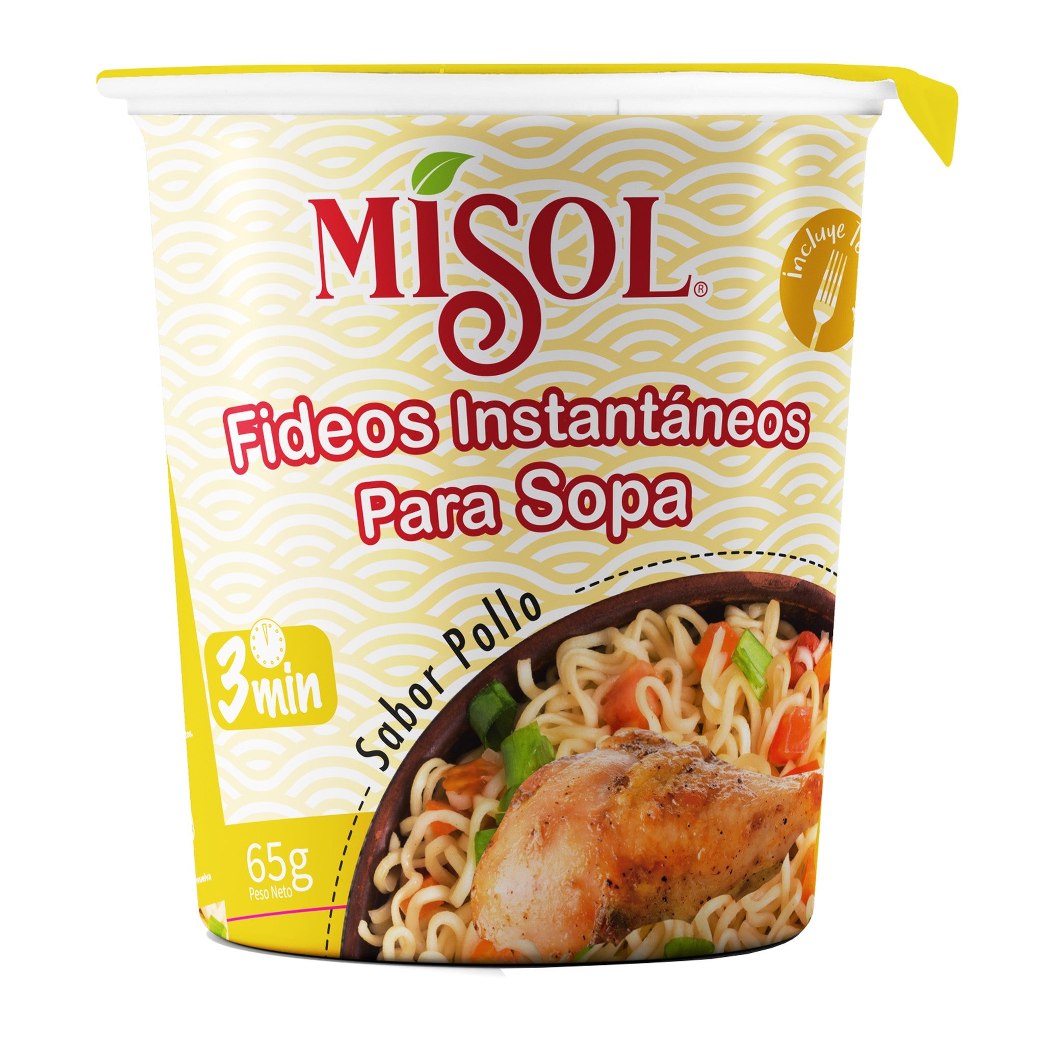 Fideos Sopa Instantánea Sabor Pollo Misol 65g — Caja 12 unidades