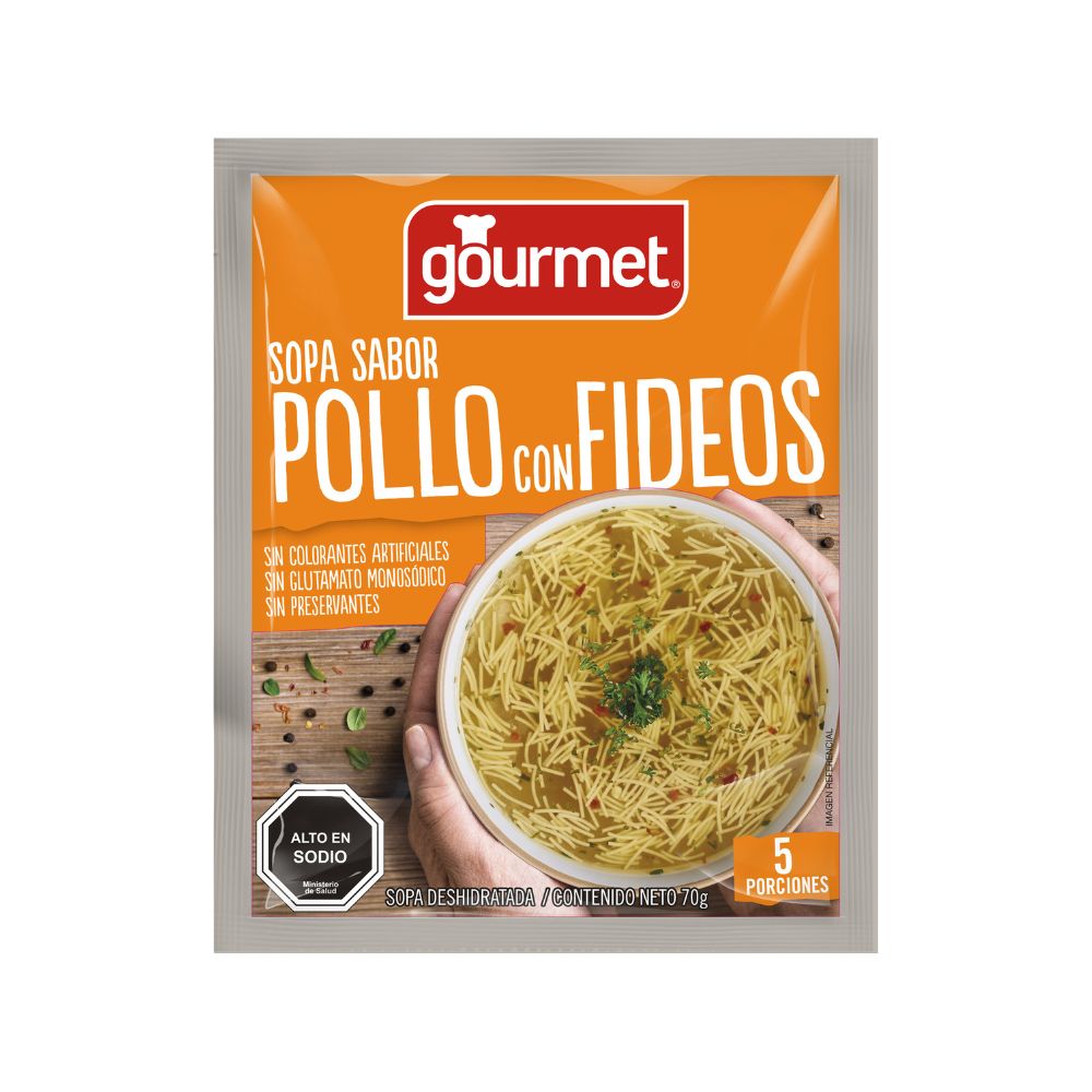 Imagen de 1 Sopa Gourmet Pollo c/Fideos 70 g incluido en Canasta Desierto Florido Irurzun