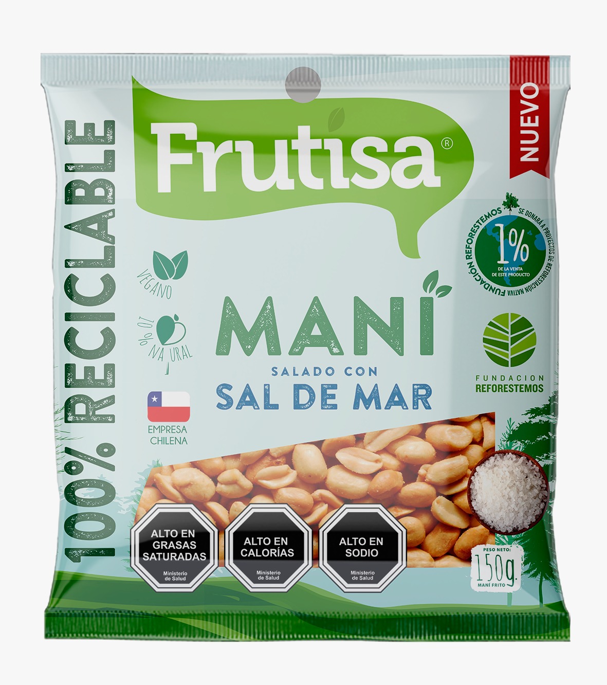 Imagen de 1 Maní Salado con Sal de Mar Frutisa 150 gr incluido en Canasta Cordillera Irurzun